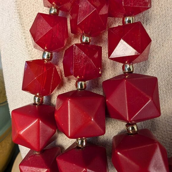 Charming Charlie Red Geometric Spikes Necklace - Picture 4 of 7